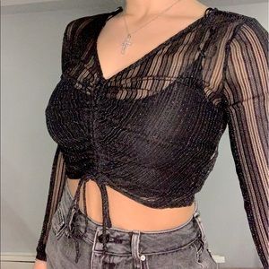 SHEER SPARKLY LONG-SLEEVE